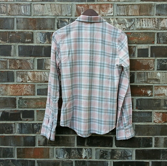 ROXY | plaid pink/gray long sleeve button dwn sz S - Picture 2 of 4